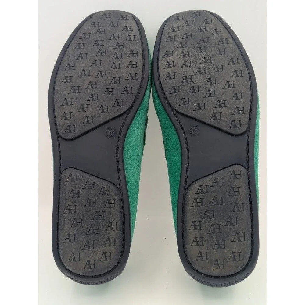 Austen Heller 8220 Mens 9.5 Green Suede Driving Loafers Moccasins Portugal NWOT